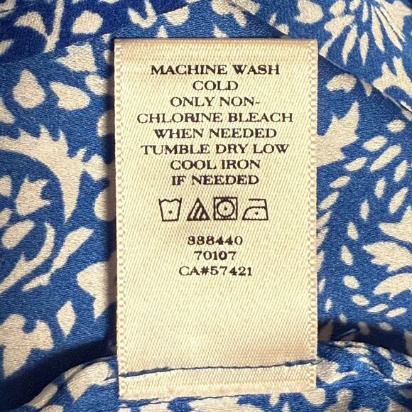 Ann Taylor Sleeveless Top Blouse Blue White Pattern Tie at Shoulder Medium - Picture 7 of 7